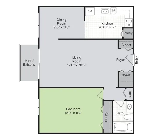 1 Bedroom, 1 Bath (900 sq ft) Reno
