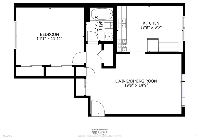 1x1 832SQFT
