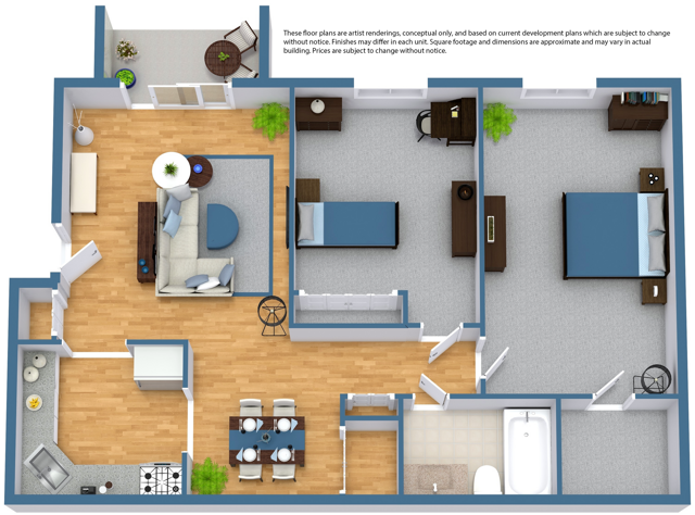 2 bedroom 1 bath
