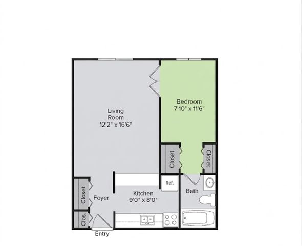 Modern floor plan showcasing a spacious living room, cozy bedroom, and a compact kitchen with an adjacent bath.
