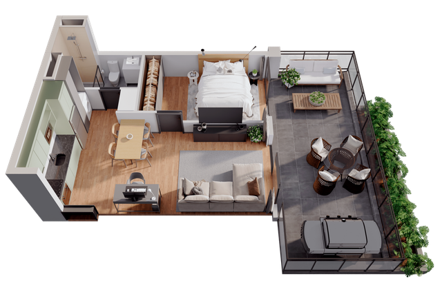 1 Quarto Jardim