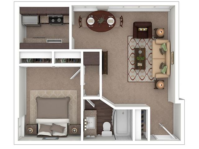 1 bedroom 1 bathroom Plan `A