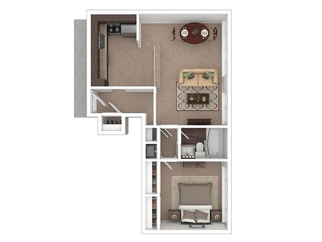 1 bedroom 1 bathroom Plan 1B