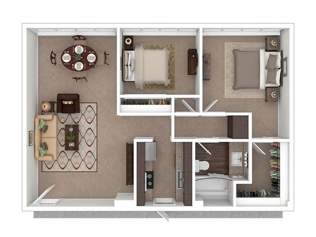 2 bedroom 1 bathroom Plan 2A