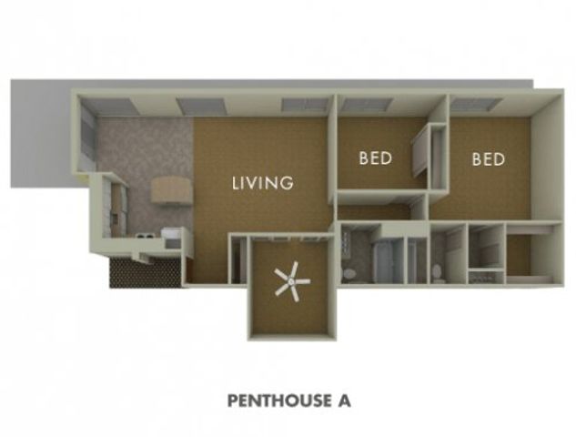 2 bed 2 bath penthouse layout