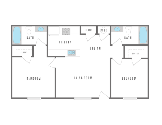 2 Bedroom 2 Bath 756 sqft