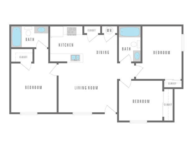3 Bedroom 2 Bath 798 sqft