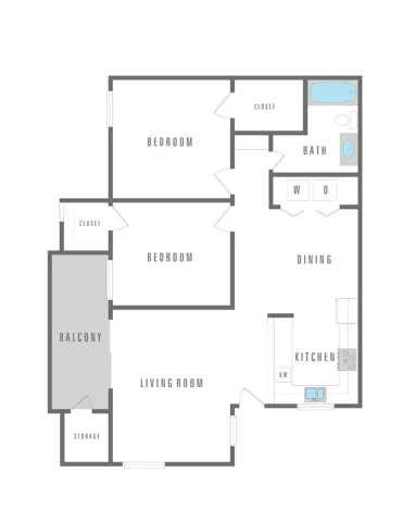 2 Bedroom 1 Bath 1014 sqft