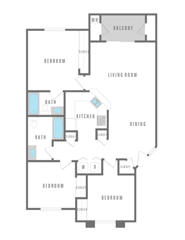 3 Bedroom 2 Bath 1047 sqft