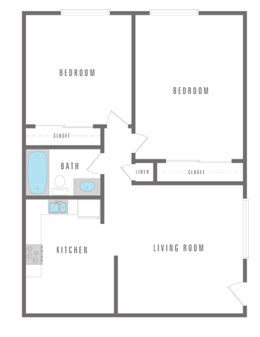 2 Bedroom 1 Bath