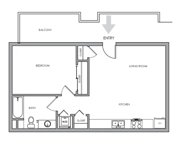One-Bedroom, One-Bathroom 2D Floor Plans