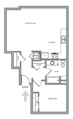 One-Bedroom, One-Bathroom 2D Floor Plan