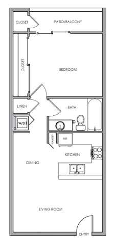One Bedroom Floor Plan B