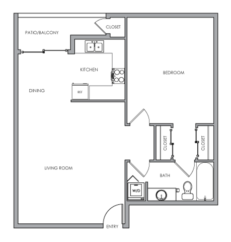 One Bedroom Floor Plan C