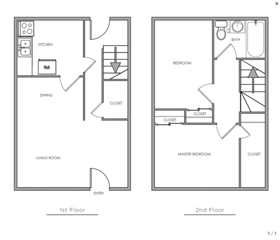 Two-Bedroom, One-Bathroom Townhouse