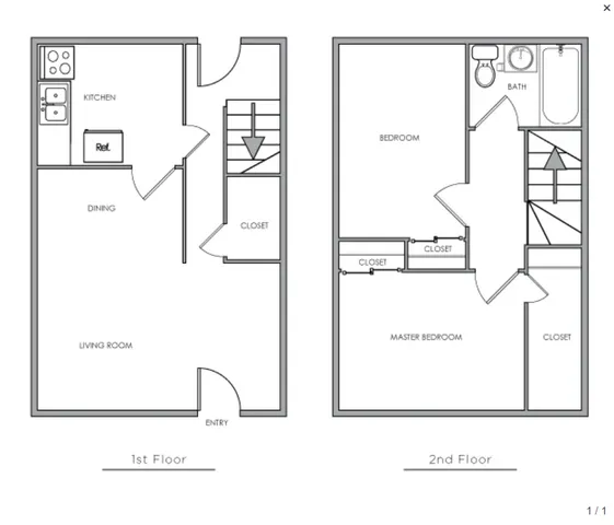 Two-Bedroom, One-Bathroom Townhouse