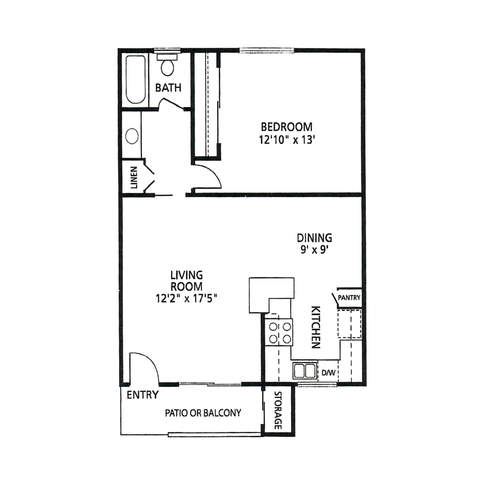 One-Bedroom, One Bathroom Apartment