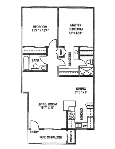 Two-Bedroom, Two-Bathroom Apartment