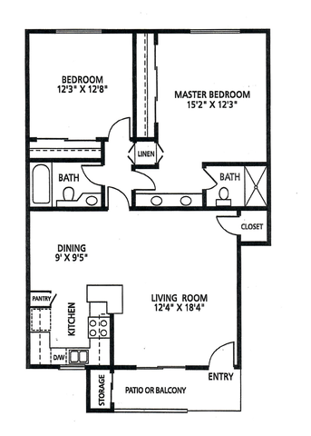 Two-Bedroom, Two-Bathroom Apartment
