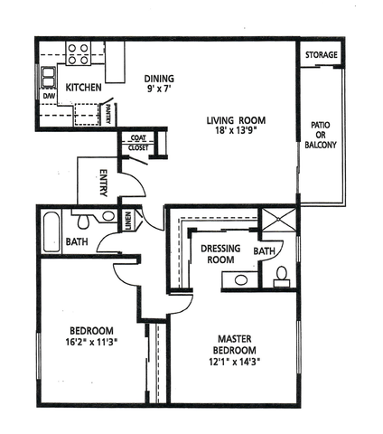 Two-Bedroom, Two-Bathroom Apartment