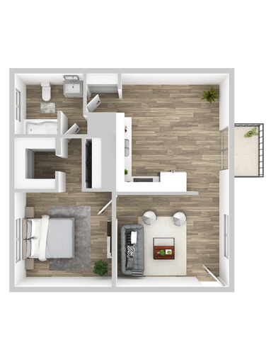 One-Bedroom One-Bathroom Floor Plan