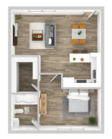 One-Bedroom One-Bathroom Floor Plan