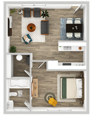 One-Bedroom One-Bathroom Floor Plan