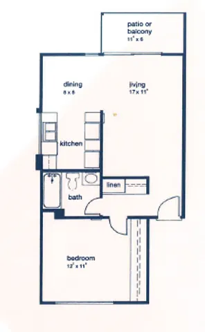 One Bedroom with 620SF
