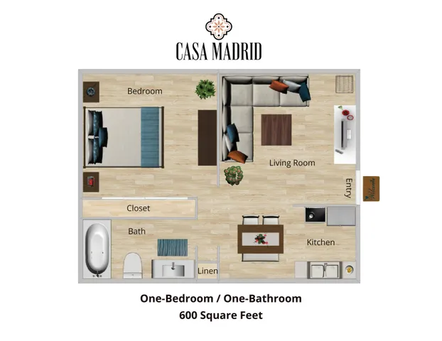 One Bedroom One Bathroom Floor Plan