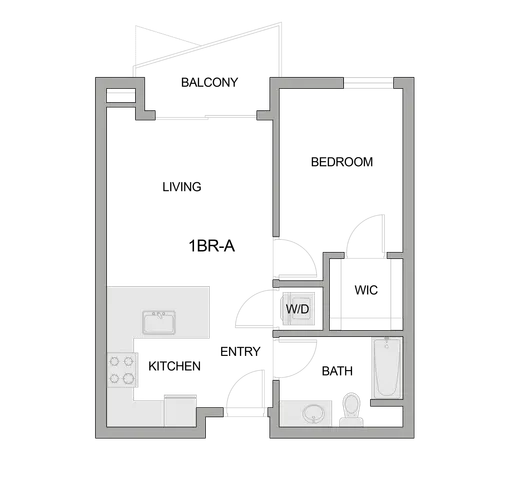 2D Floor Plan Rendering of a One-Bedroom Apartment