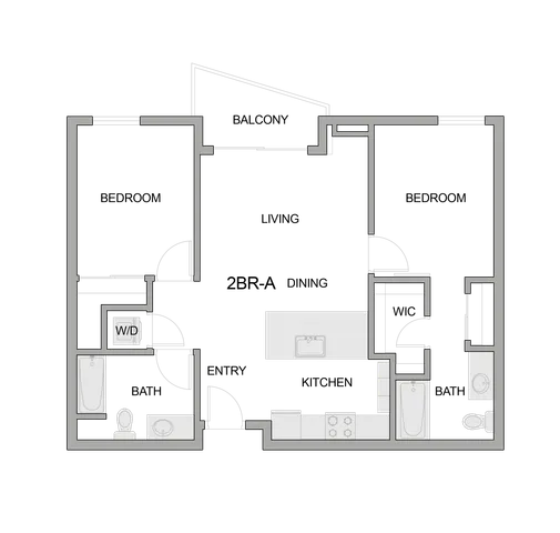 2D Floor Plan Rendering of a Two-Bedroom Apartment