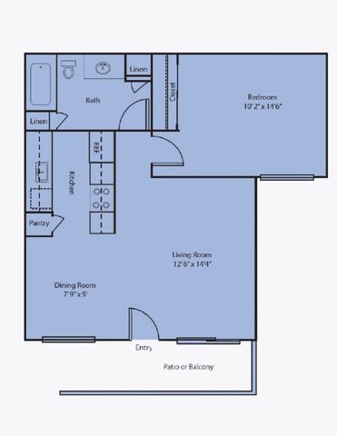 2D Rendering of a 1 Bed Floor Plan