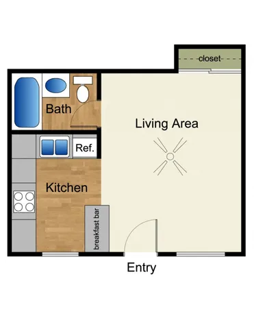 2D Rendering of a Studio Floor Plan