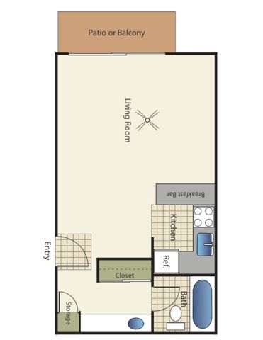 2D Rendering of a Studio Floor Plan