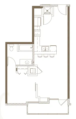 2D Rendering of a 1 Bed Floor Plan