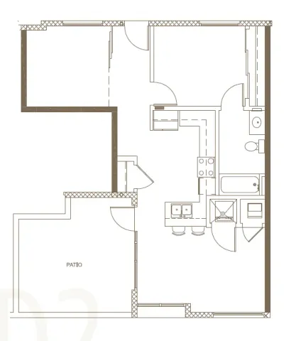 2D Rendering of a 1 Bed Floor Plan