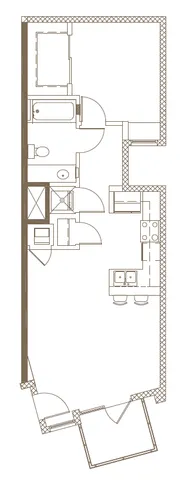 2D Rendering of a 1 Bed Floor Plan