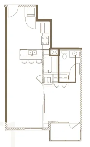 2D Rendering of a 1 Bed Floor Plan