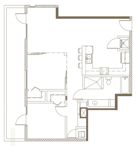 2D Rendering of 2 Bed Floor Plan