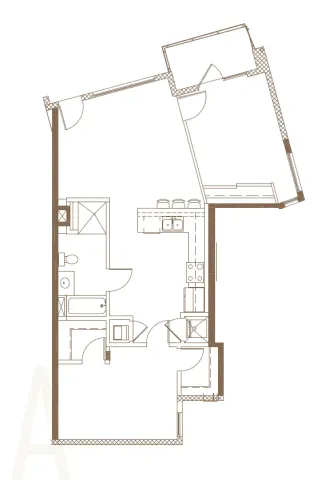 2D Rendering of a 2 Bed Floor Plan