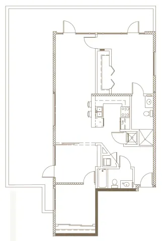 2D Rendering of a 2 Bed Floor Plan