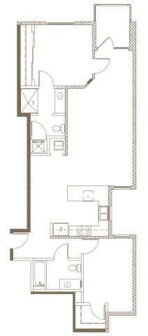 2D Rendering of a 2 Bed Floor Plan