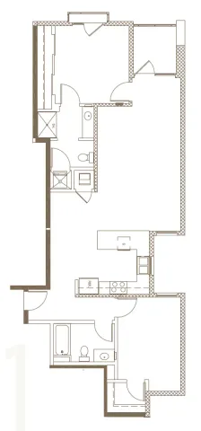 2D Rendering of a 2 Bed Floor Plan