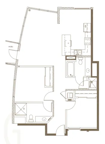 2D Rendering of a 2 Bed Floor Plan