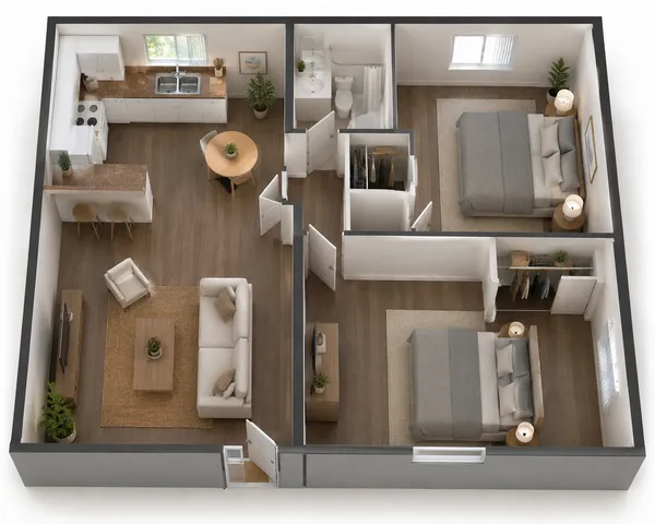 3D 2 bedroom 1 bathroom