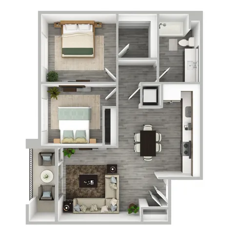Two-Bedroom, One-Bathroom Apartment