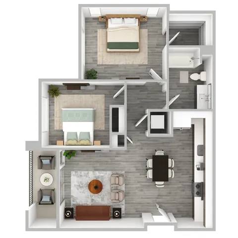 Two-Bedroom, One-Bathroom Apartment