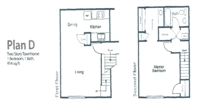 Two-Story Townhome, 1 Bedroom 1 Bathroom