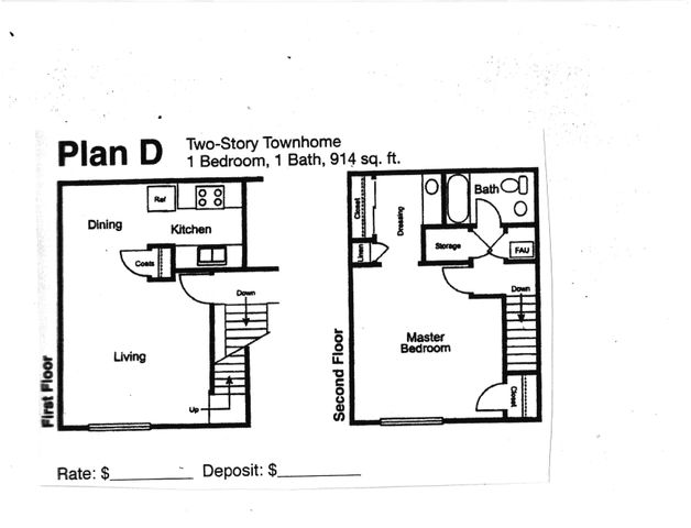 1-Bedroom 1-Bathroom Two-Story Townhome