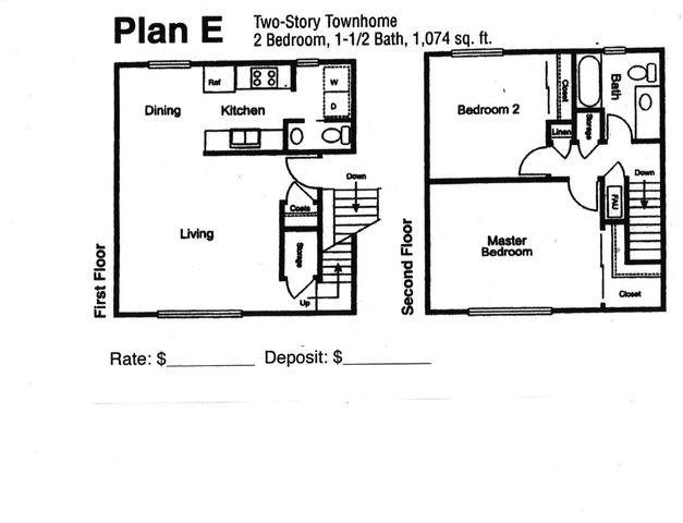 2-Bedroom 1.5-Bathroom Two-Story Townhome